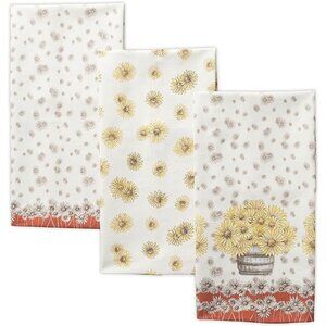 NIP Maison d' Hermine Dish Towels  100% Cotton Set of 3 Quick Drying Sunflowers